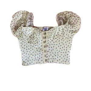 Princess Polly light yellow Floral Puff Sleeve Blouse